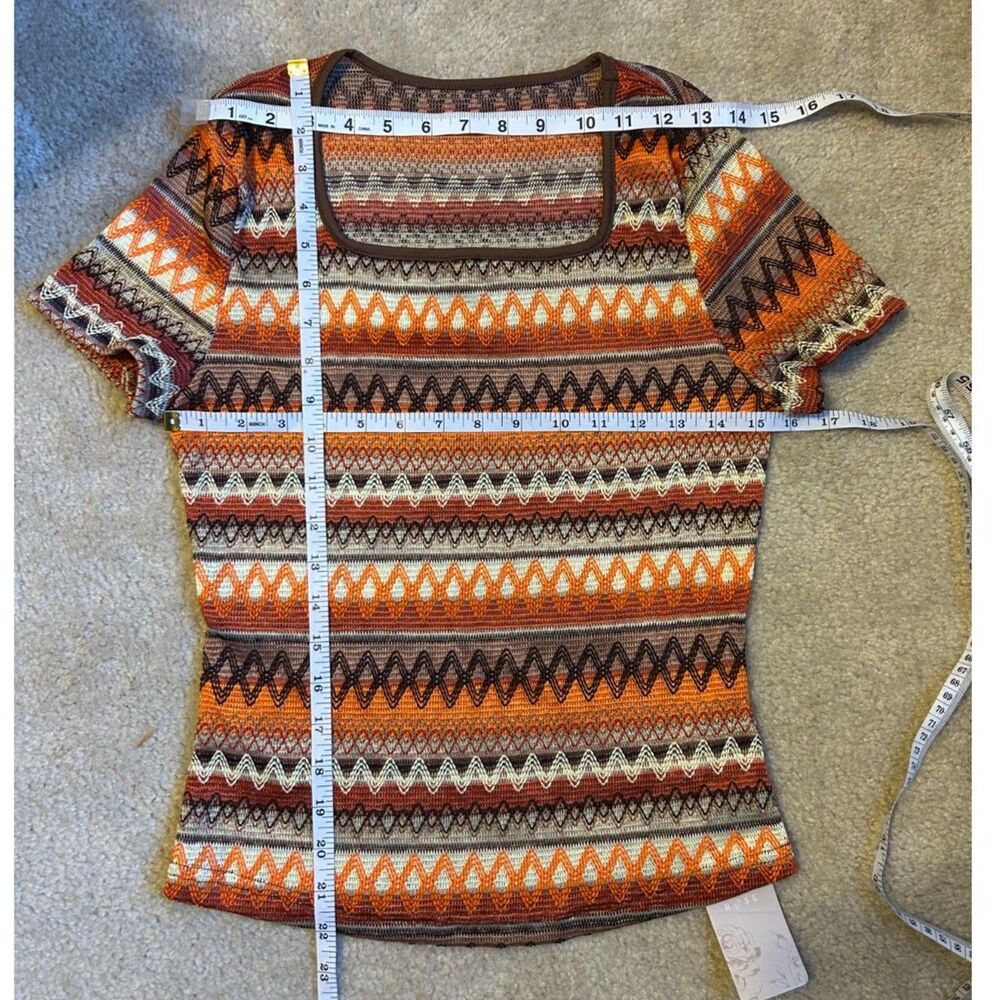 2-Piece Brown & Orange Geometric Print Top & Mermaid Maxi Skirt Coord Set - Picture 8 of 10